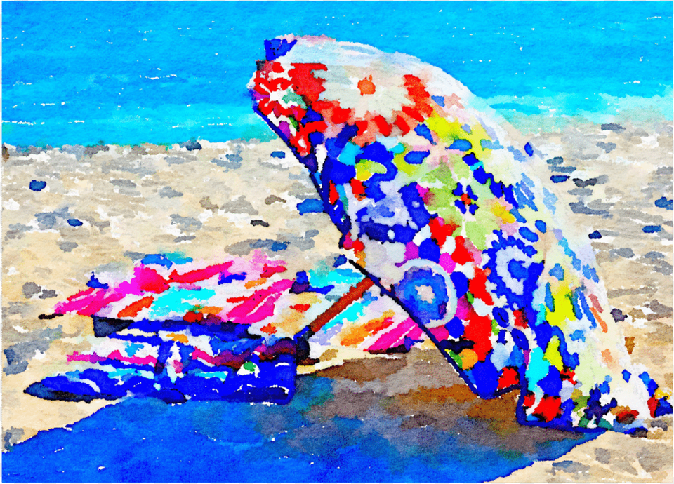 Beach Umbrella 16 Notecard Still Life, Art, Sea, Painting, Outdoors Free Transparent Png