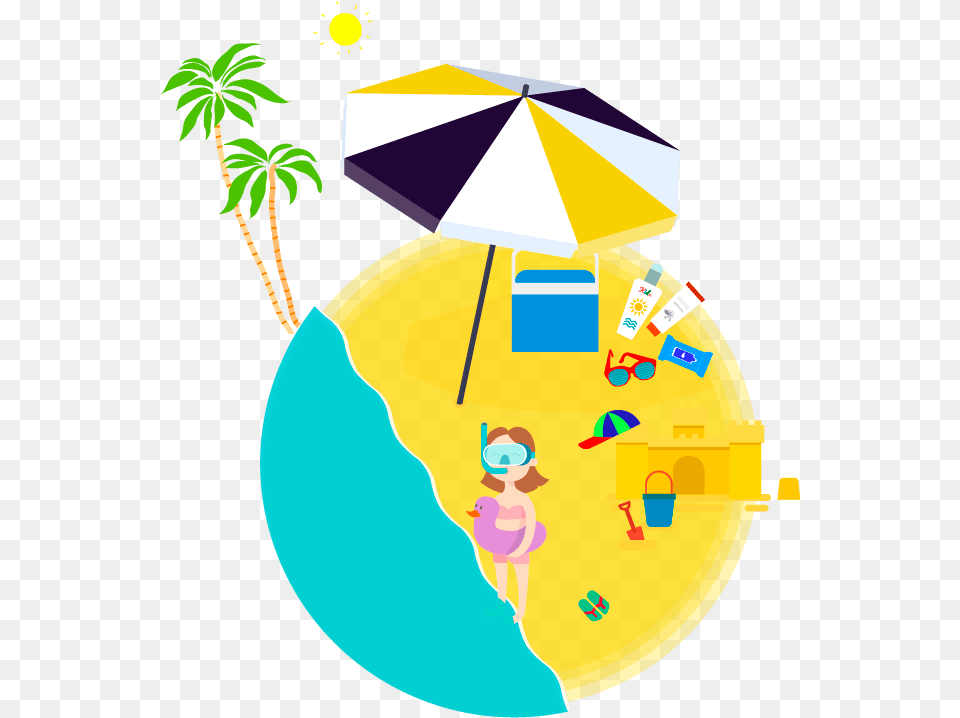 Beach Umbrella, Summer, Baby, Person, Plant Free Png Download