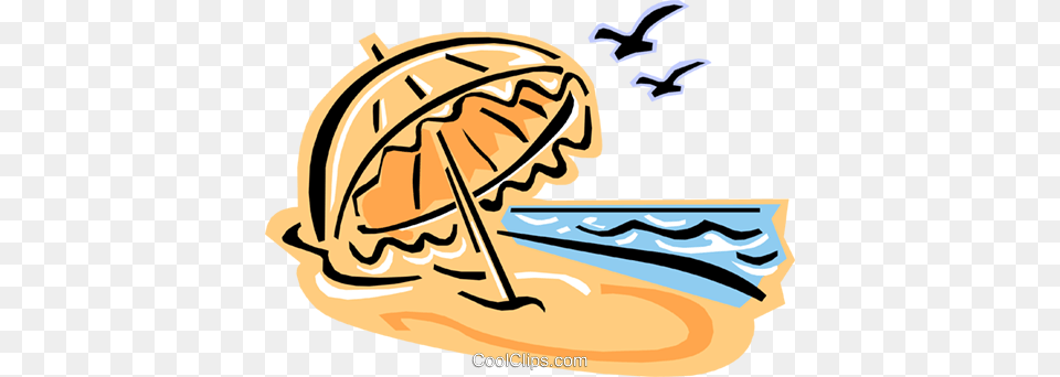 Beach Umbrella And Birds Royalty Vector Clip Art Illustration, Summer, Baby, Person, Clothing Png Image