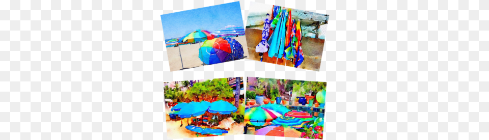 Beach Umbrella Watercolor Notecards Beach, Art, Collage, Outdoors, Play Area Free Png