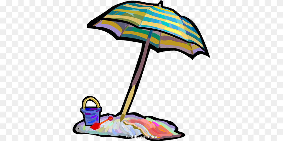 Beach Umbrella With Pail And Shovel Royalty Vector Clip Art, Canopy, Bow, Weapon Free Png Download