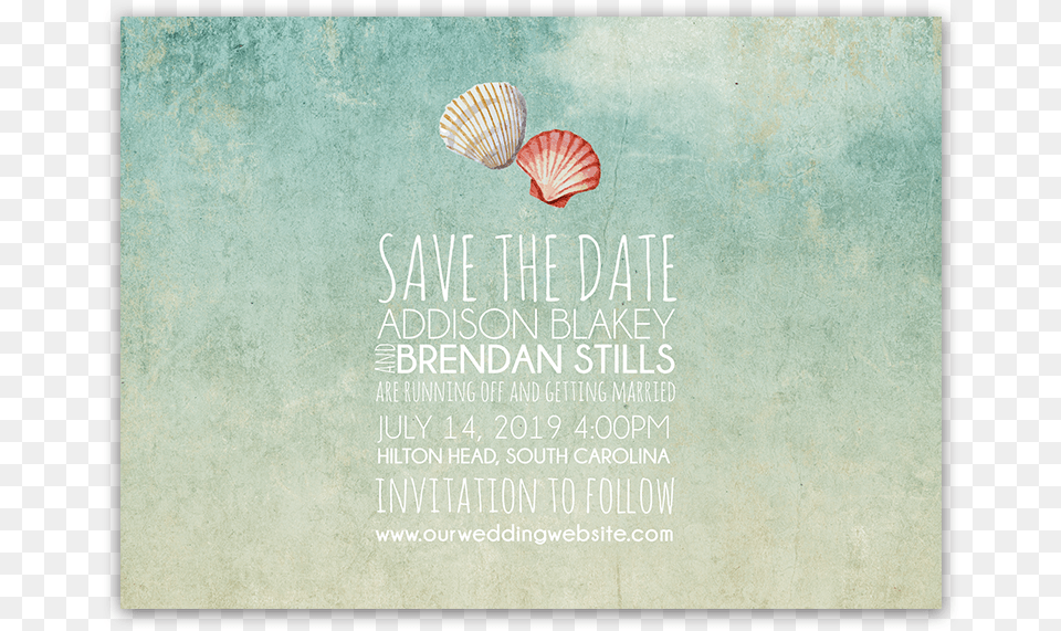 Beach Wedding Watercolor Seashell Save The Date Card Envelope, Animal, Clam, Food, Invertebrate Free Transparent Png