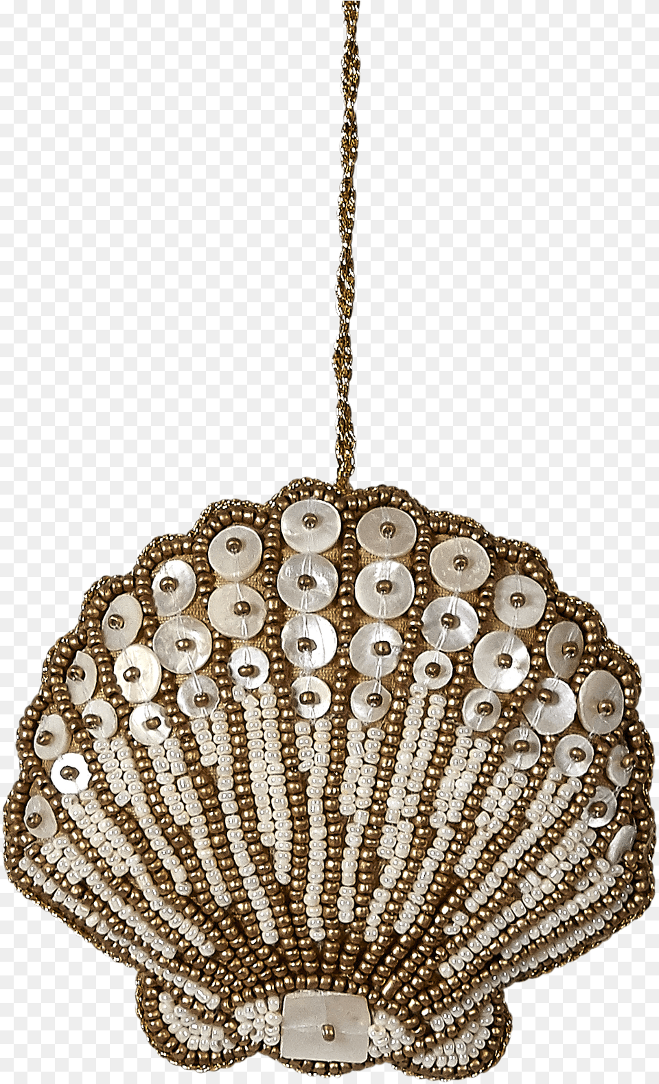 Bead And Mother Of Pearl Ornament 4quot Scallop Gold Chandelier, Lamp Free Png