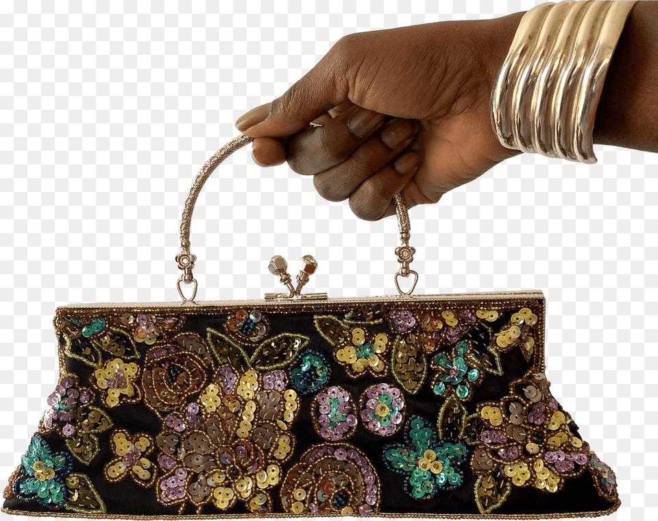 Beaded Satin Baguette Bag Top Handle Handbag, Accessories, Purse, Jewelry Free Png Download