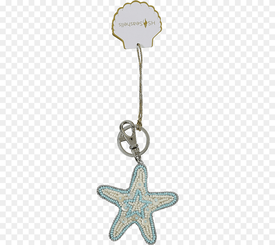 Beaded Starfish Clip Amp Key Ring Blue Amp Creme Beads Keychain, Accessories, Earring, Jewelry, Necklace Png Image