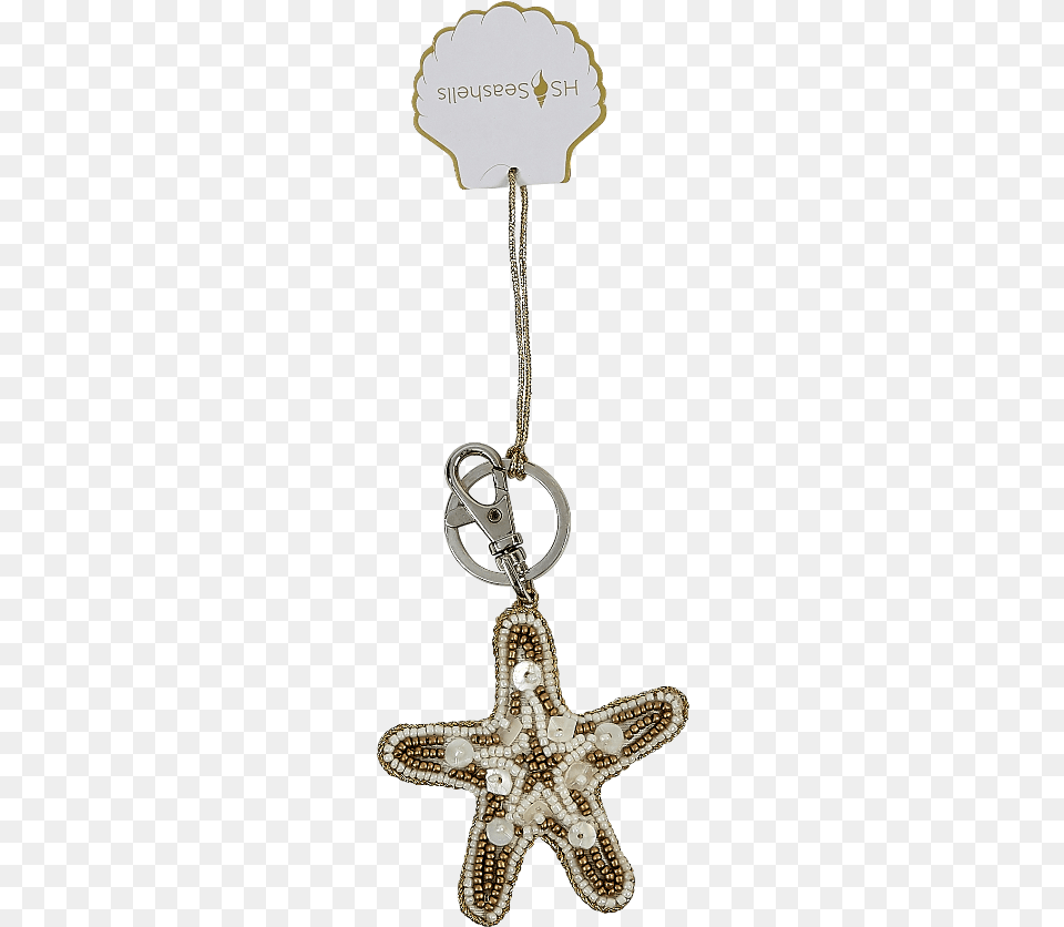Beaded Starfish Clip Amp Key Ring Gold Amp Creme Beads Keychain, Accessories, Earring, Jewelry, Necklace Png Image