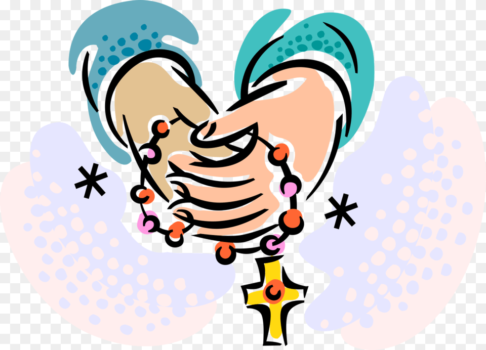 Beads Vector Cartoon Praying Of The Rosary Cartoon, Body Part, Hand, Person, Baby Free Transparent Png