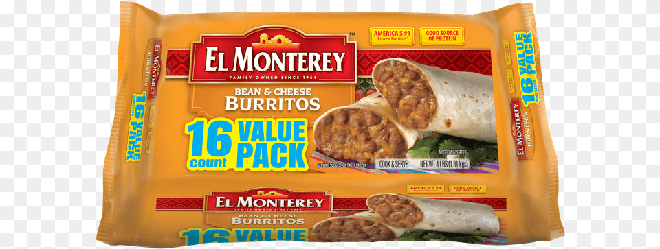 Bean Amp Cheese Burritos El Monterey Bean And Cheese Burritos, Burger, Food, Burrito Png Image