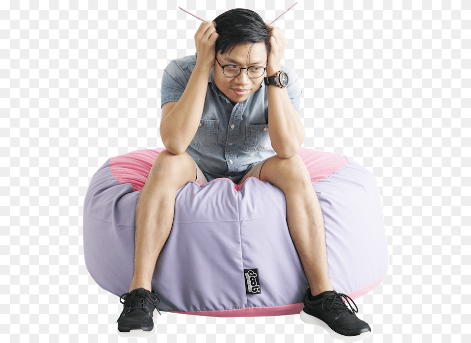 Bean Bag, Adult, Sitting, Person, Furniture Free Png Download