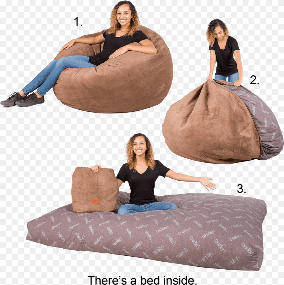 Bean Bag, Furniture, Person, Woman, Female Free Transparent Png