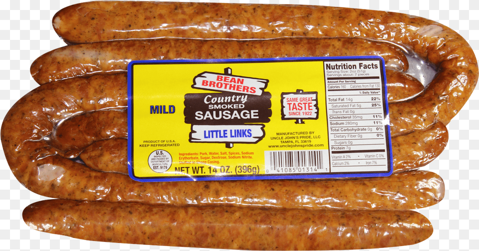 Bean Brothers Mild Country Smoked Sausage Little Links Bean Brothers Sausage, Food, Meat, Pork, Bread Free Png