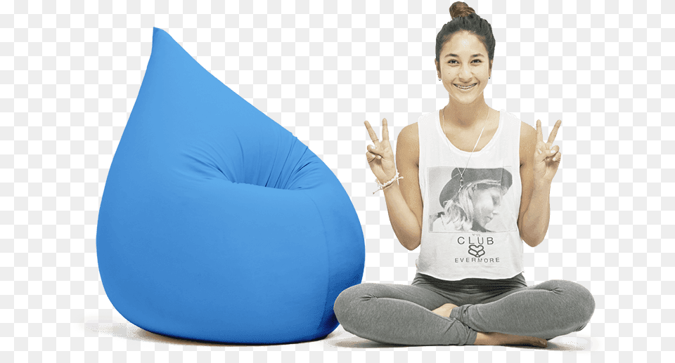 Beanbag Elly Turquoise Goede Zitzak, Furniture, Adult, Female, Person Free Png