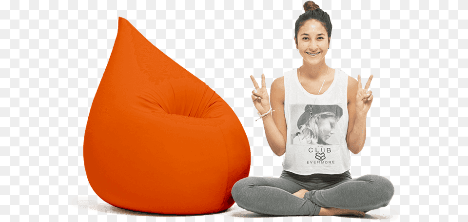 Beanbag Orange Beanbag Elly, Furniture, Adult, Female, Person Png Image