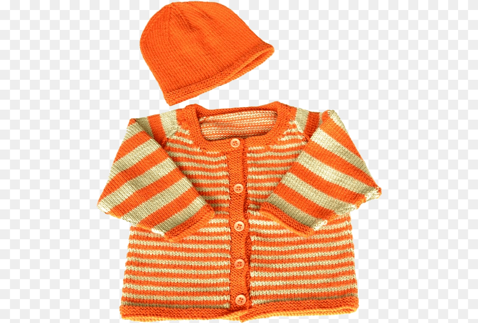 Beanie And Button Up Jersey Orange Maglie Patrizia Pepe, Clothing, Knitwear, Sweater, Hat Free Png Download