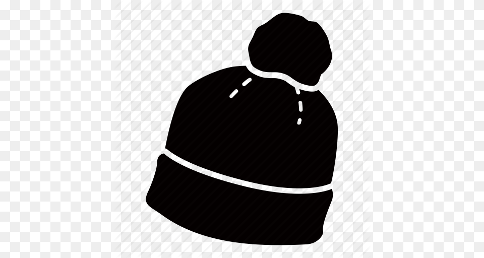 Beanie Bobble Cap Hat Headware Knitted Winter Icon, Silhouette, Clothing, Coat Free Png Download