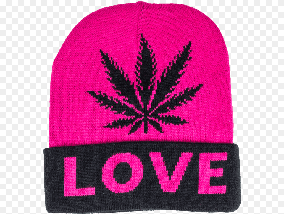 Beanie Cap Fashion Item Apparel With Weed Leaf Love Beanie, Clothing, Hat Png