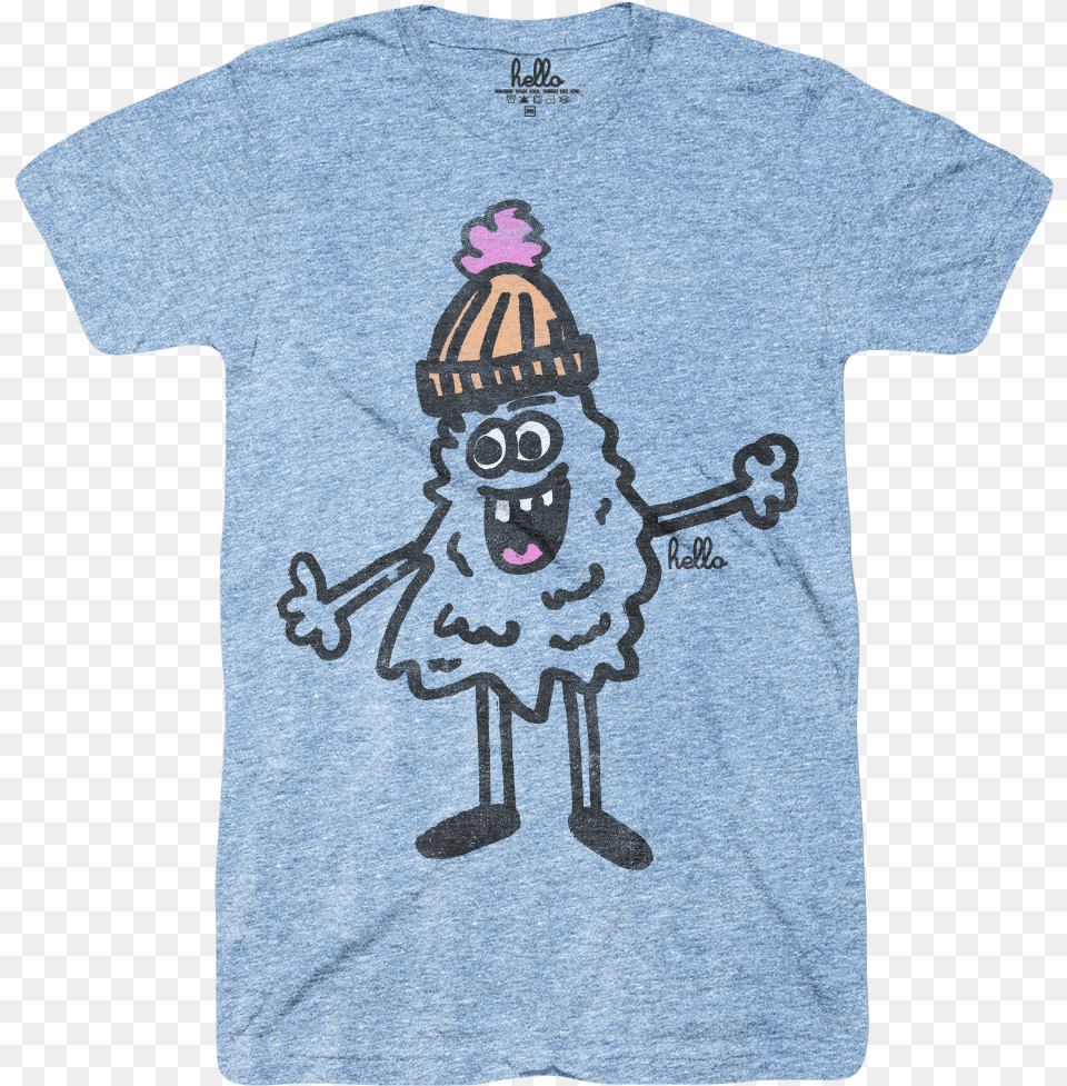 Beanie Monster Athletic Blue Tri Blend Cartoon, Applique, Clothing, Pattern, T-shirt Png Image