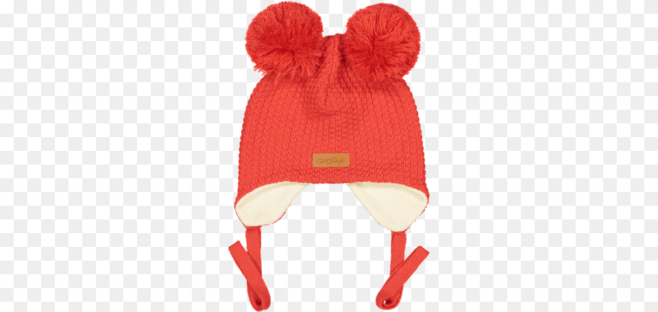 Beanie With Double Tuft And Ear Flaps Bright Red Gugguu Bright Red, Cap, Clothing, Hat, Bonnet Free Png Download