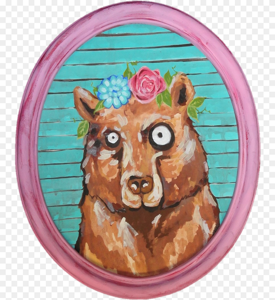 Bear, Painting, Art, Rose, Plant Free Png