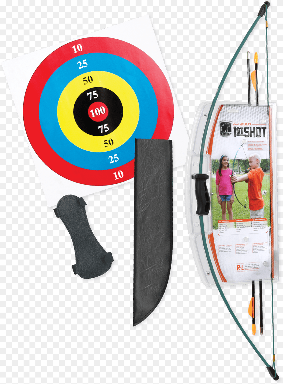 Bear Archery 1st Shot Youth Bow Set Includes Arrows, Weapon, Sport, Boy, Child Png Image