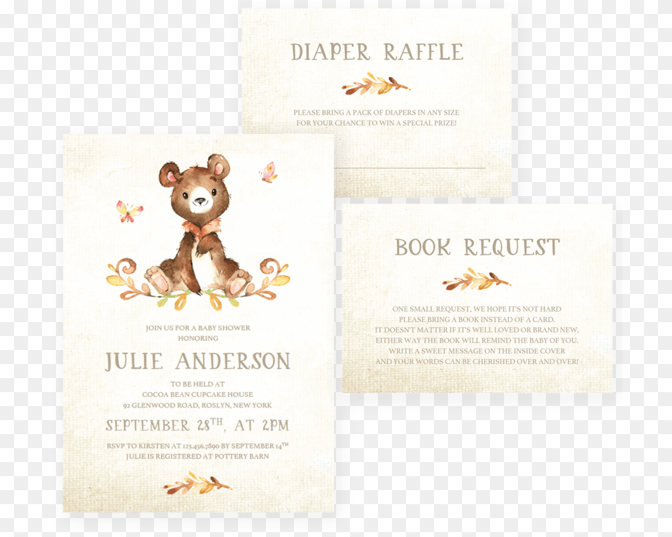 Bear Baby Shower Invitation Set Templates With Watercolor Koala, Advertisement, Poster, Teddy Bear, Toy Free Transparent Png