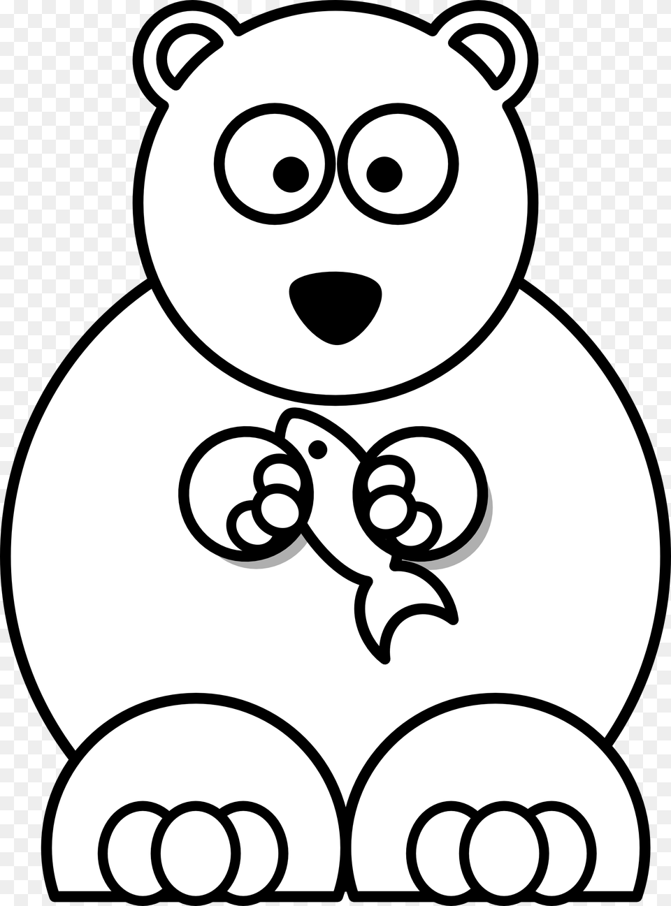 Bear Black And White Teddy Bear Black And White Clipart Cute Easy Draw Polar Bear Drawings, Stencil, Face, Head, Person Free Png Download