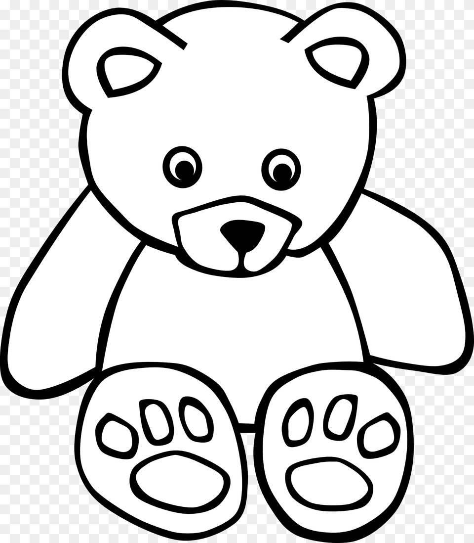 Bear Black White Line Art Teddy Bear, Baby, Person, Teddy Bear, Toy Free Png Download