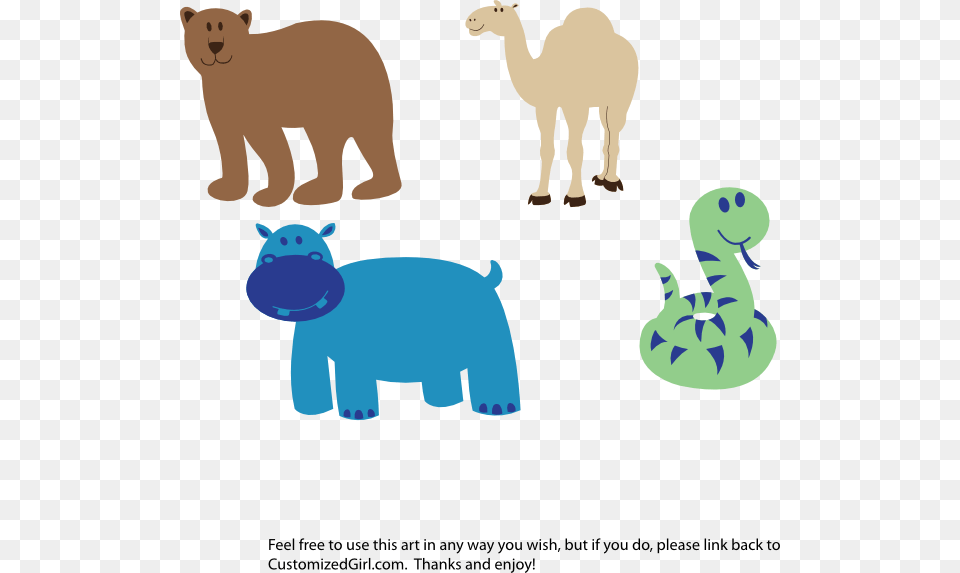 Bear Camel Hippo Snake Clip Art Animals Noahs Ark Pillow Case, Animal, Mammal, Wildlife, Pig Free Png