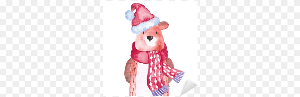 Bear Christmas Animals Winter Watercolor Hand Painted Christmas Animals Watercolor, Toy, Clothing, Scarf Free Transparent Png