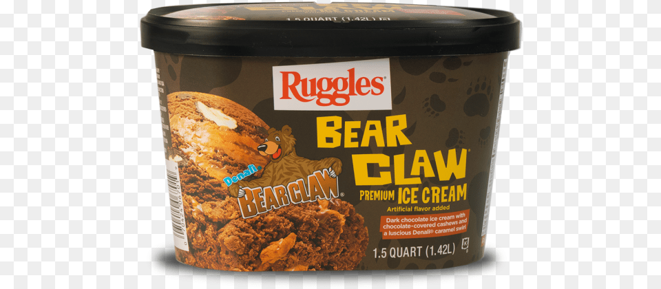 Bear Claw Ruggles Bear Claw Ice Cream 48 Oz, Dessert, Food, Ice Cream, Bread Png