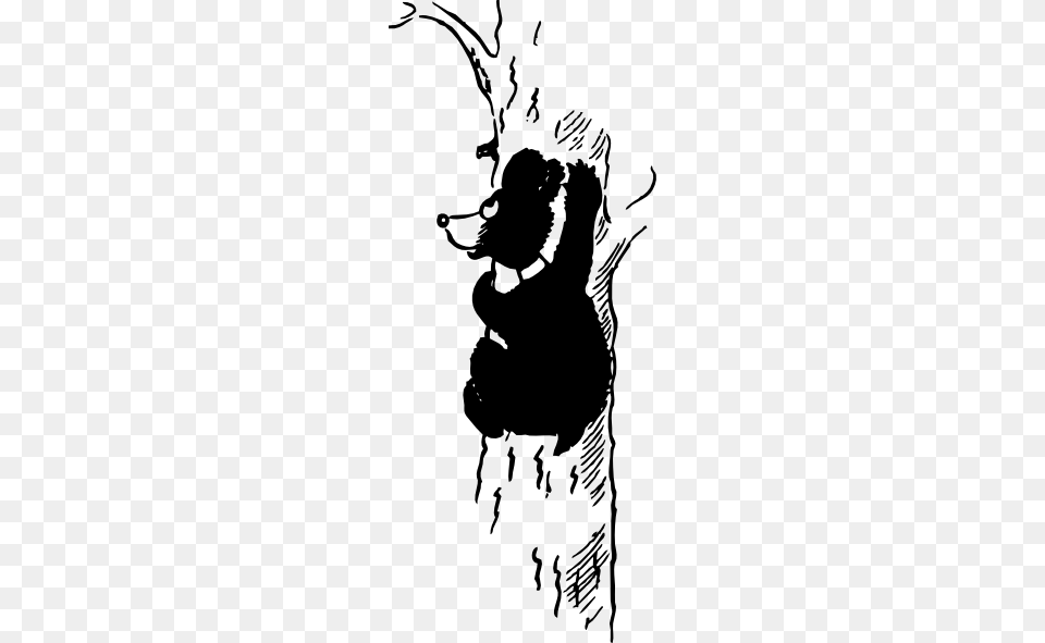 Bear Climbing Tree Clipart, Silhouette, Stencil, Person Png