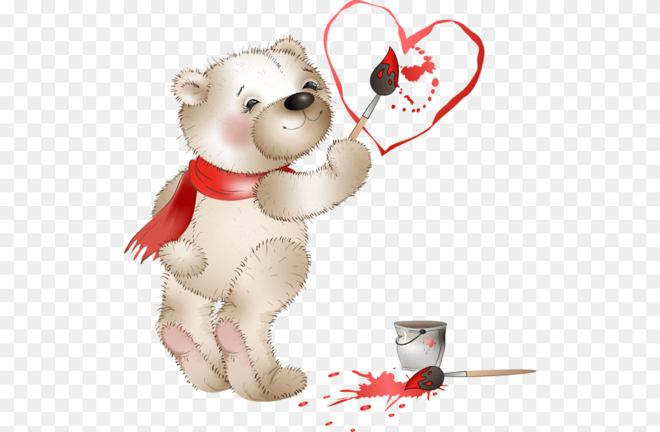 Bear Clipart Cute Clipart Valentines Day Bears Teddy Ursinho Feliz, Brush, Tool, Device, Snowman Free Transparent Png