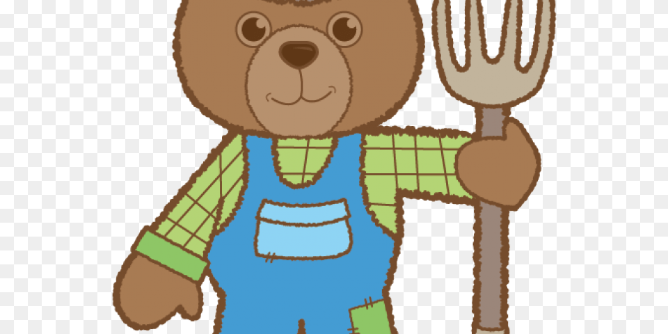 Bear Clipart Farmer Cartoon, Cutlery, Fork, Animal, Mammal Free Png Download