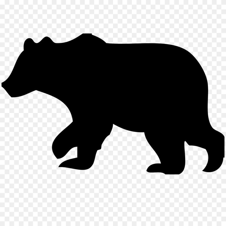 Bear Clipart Woodland Clip Art Silhouette Animals Winging, Gray Free Png