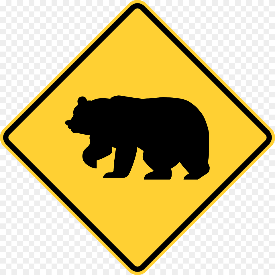 Bear Crossing Clipart, Animal, Mammal, Sign, Symbol Free Transparent Png