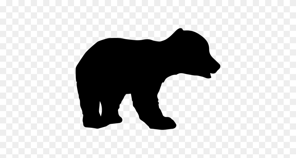 Bear Cub Silhouette, Gray Free Png Download