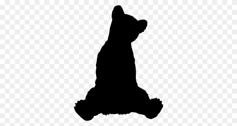 Bear Cub Sitting Silhouette, Gray Free Transparent Png
