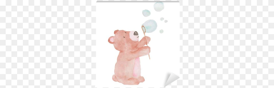 Bear Cute Animal Watercolor Illustration Bubbles Water Illustration Free Png Download