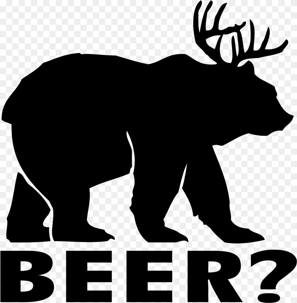 Bear Deer Decal Sticker Beer Bear Deer, Gray Free Png Download