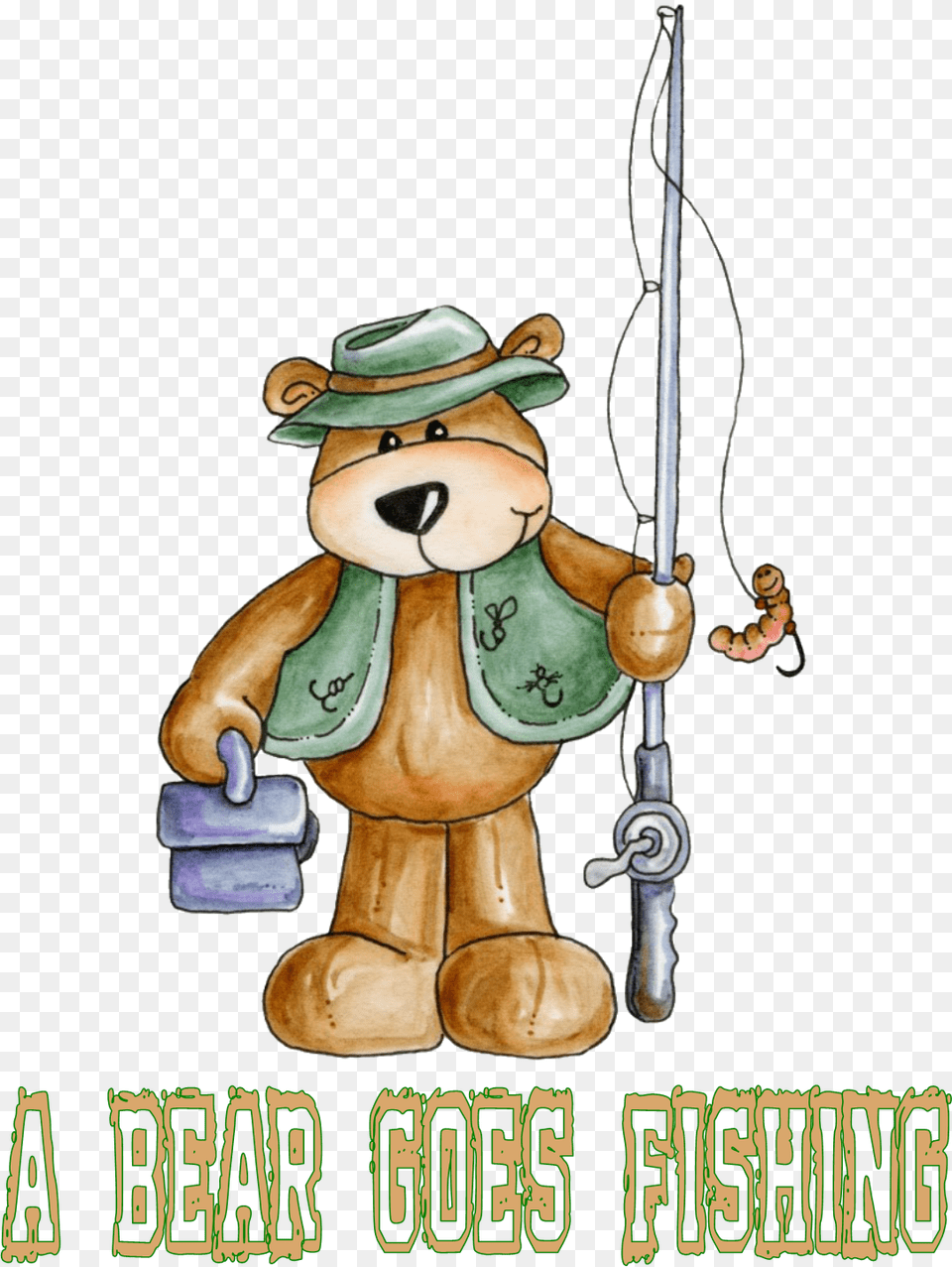 Bear Fishing Cartoon, Angler, Leisure Activities, Outdoors, Person Png Image
