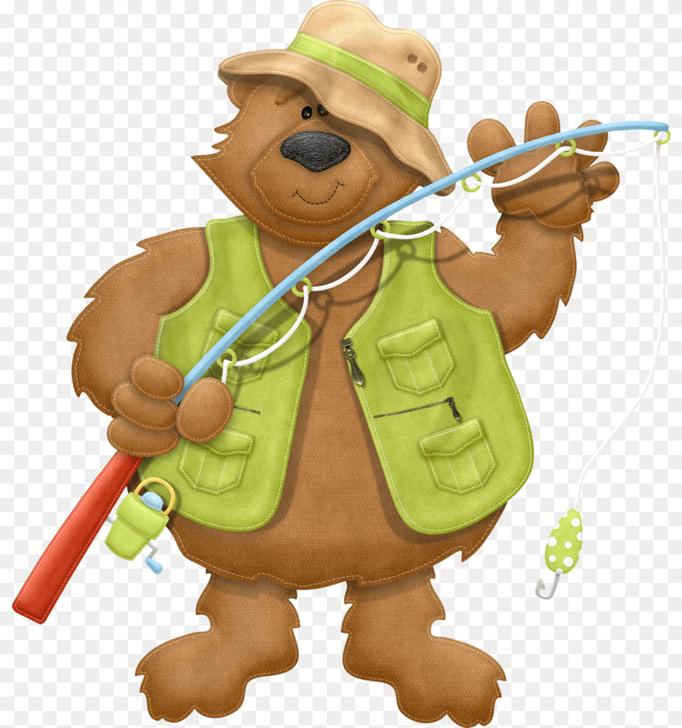 Bear Fishing With A Bear Cartoon, Baby, Person, Toy, Clothing Free Png Download