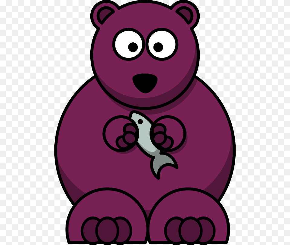 Bear Holding A Fish Comic, Animal, Mammal, Purple, Wildlife Free Transparent Png