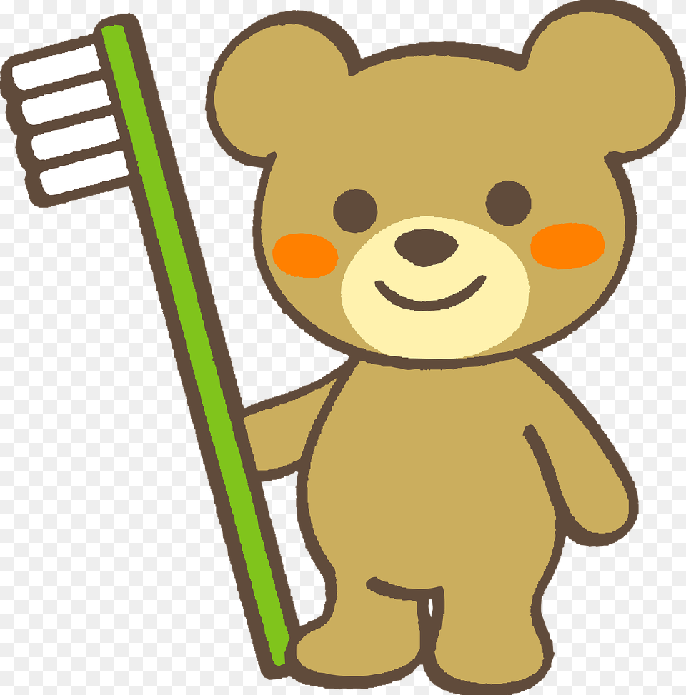 Bear Holding A Toothbrush Clipart, Brush, Device, Tool, Person Free Transparent Png