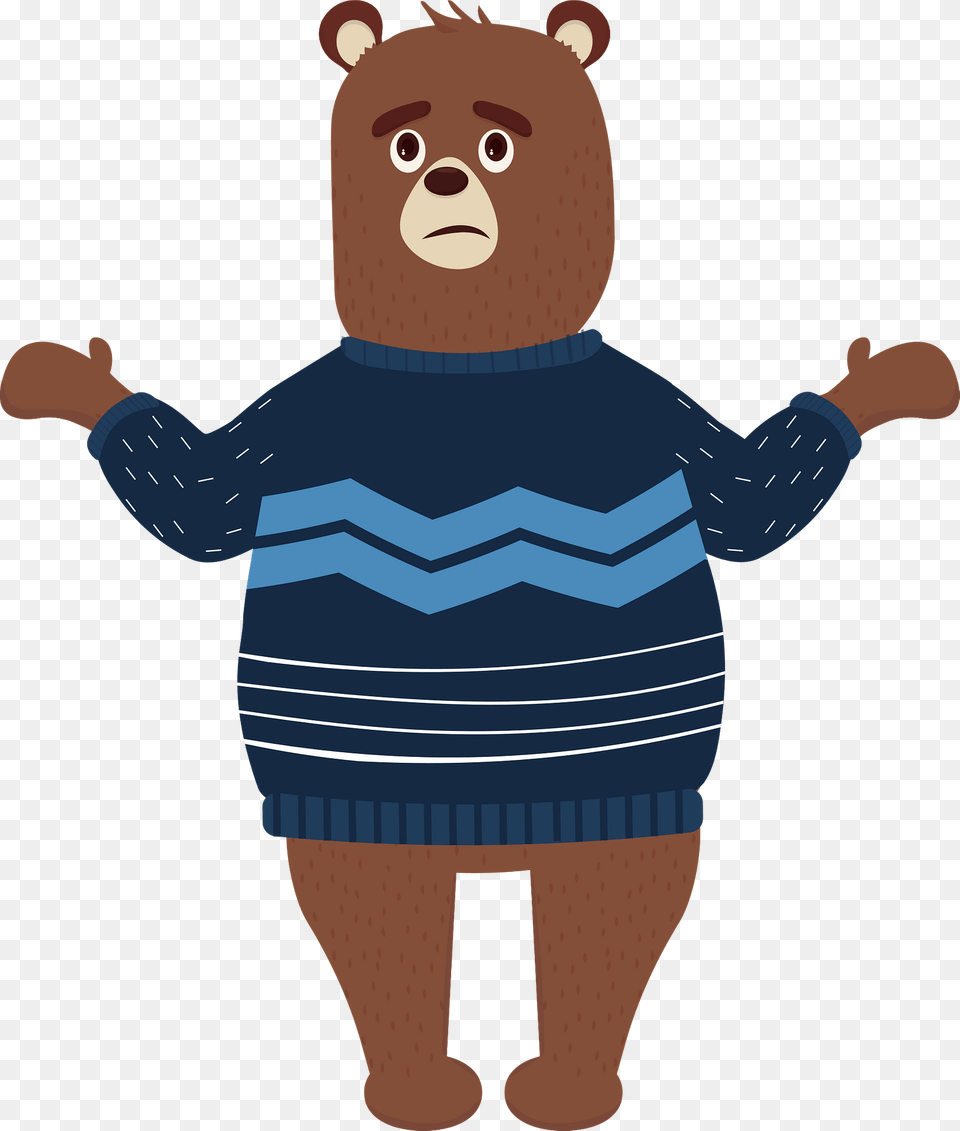 Bear In A Sweater Clipart, Animal, Mammal, Wildlife, Clothing Free Png