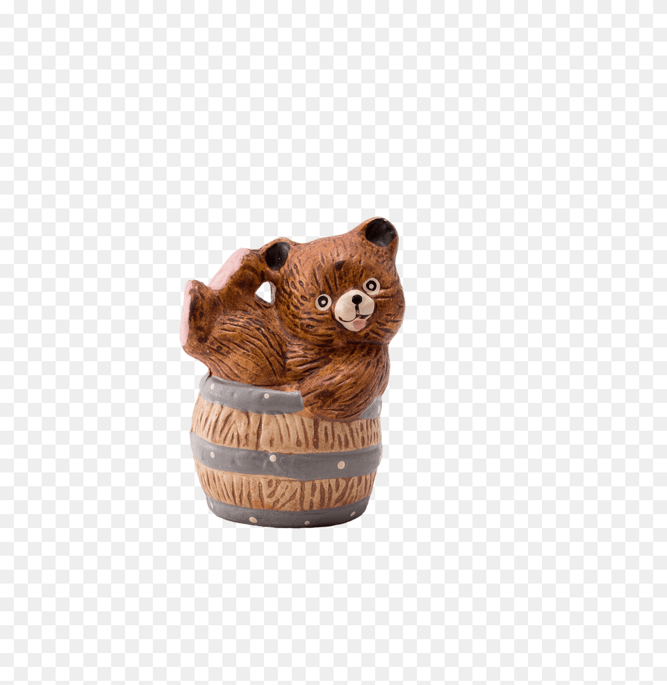 Bear In Barrel Toy, Animal, Mammal, Wildlife, Keg Png