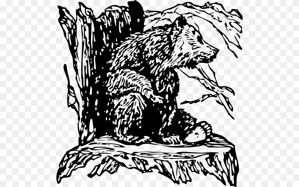 Bear On A Stump Clipart, Gray Free Png Download