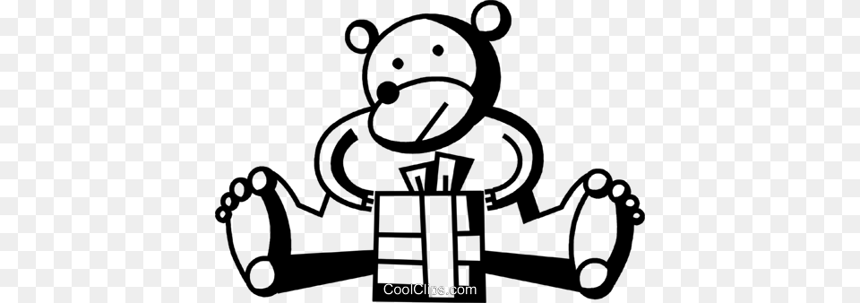 Bear Opening His Birthday Gift Royalty Vector Clip Art, Lawn Mower, Tool, Device, Grass Png
