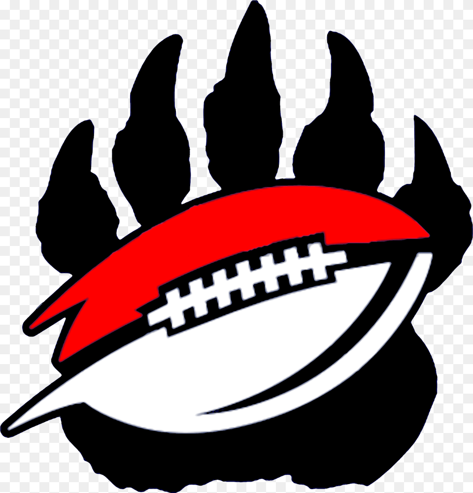 Bear Paw And Football Black Bears Football Clip Art, Logo, Rugby, Sport, Animal Png Image