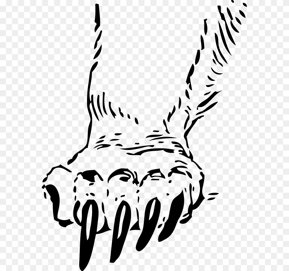 Bear Paw Outline Paw Clipart Black And White, Gray Free Png