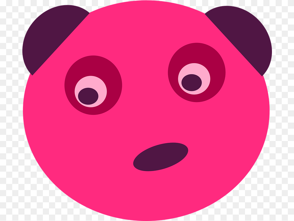Bear Pink Panda Animal Face In Circle, Purple, Astronomy, Moon, Nature Free Png